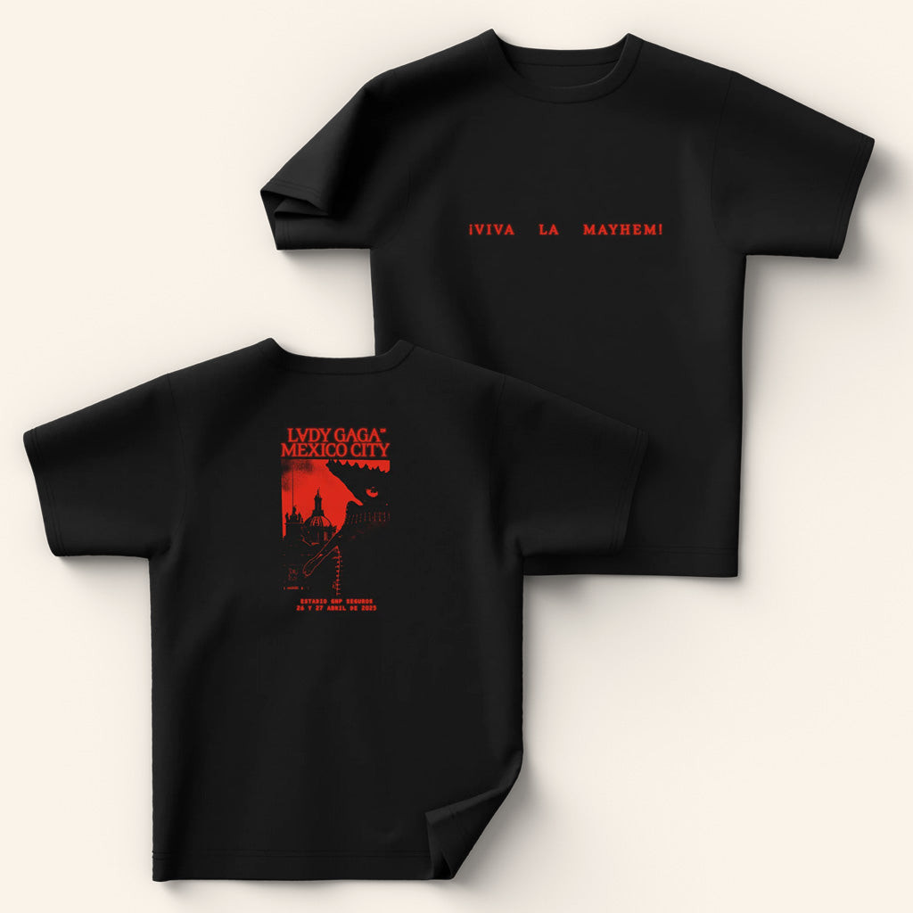 Lady Gaga Mayhem Tour Merch 2025 Concert Shirt Black CDMX Contrast T-Shirt Gifts For Besties Lady Gaga Mayhem Tour Merch 2025 Concert Shirt Black CDMX Contrast T-Shirt Gifts For Besties