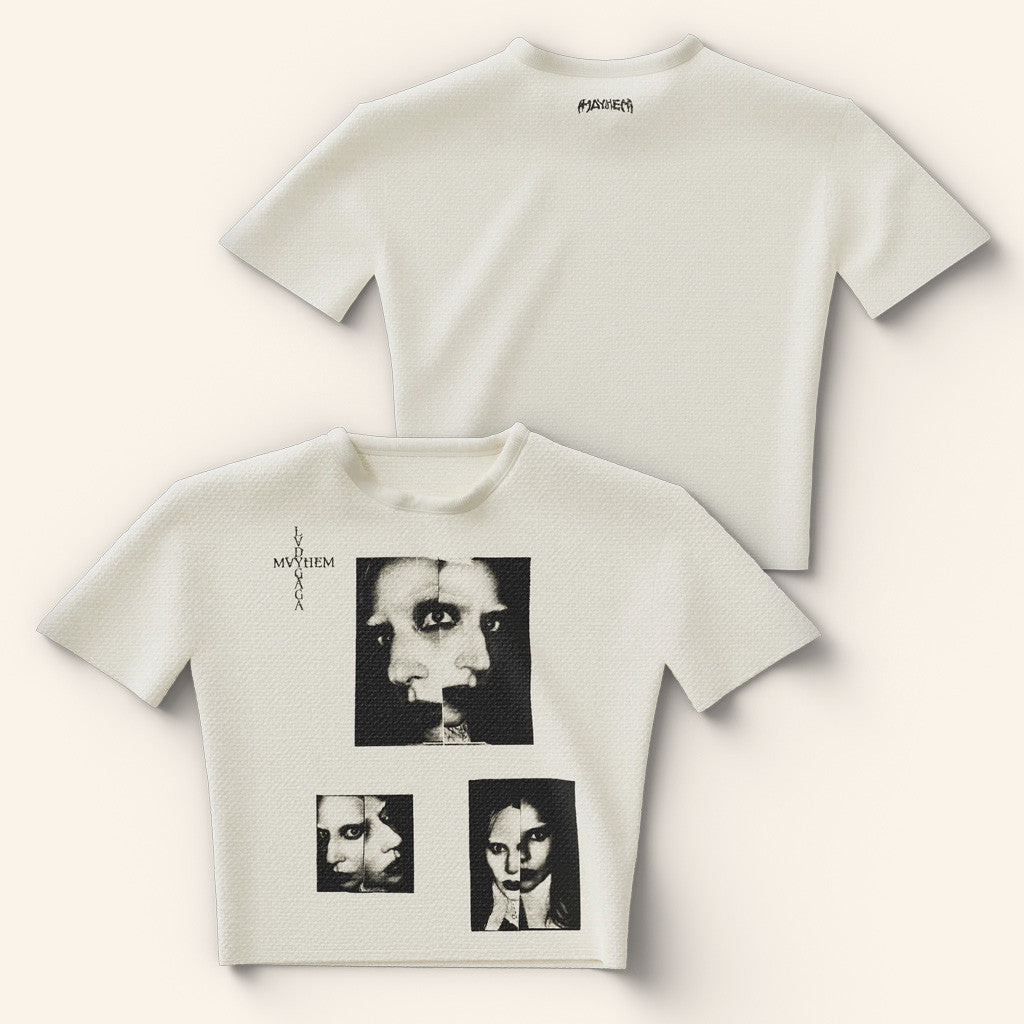 Lady Gaga Mayhem Tour Merch 2025 Concert Shirt Contrast Photo Set Cropped T-Shirt Gifts For Her Lady Gaga Mayhem Tour Merch 2025 Concert Shirt Contrast Photo Set Cropped T-Shirt Gifts For Her