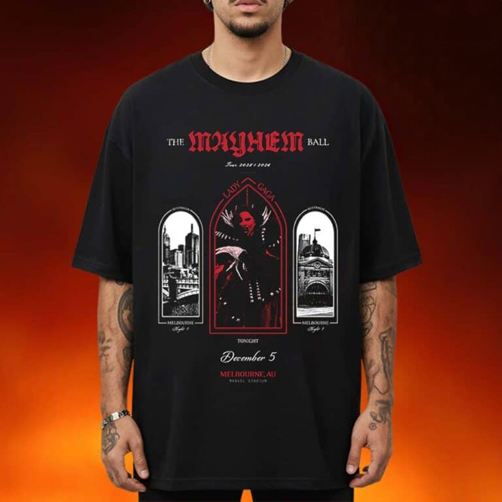 Lady Gaga Merch The Mayhem Ball Tour 2025 Poster T-Shirt Unique Gifts For Music Lovers