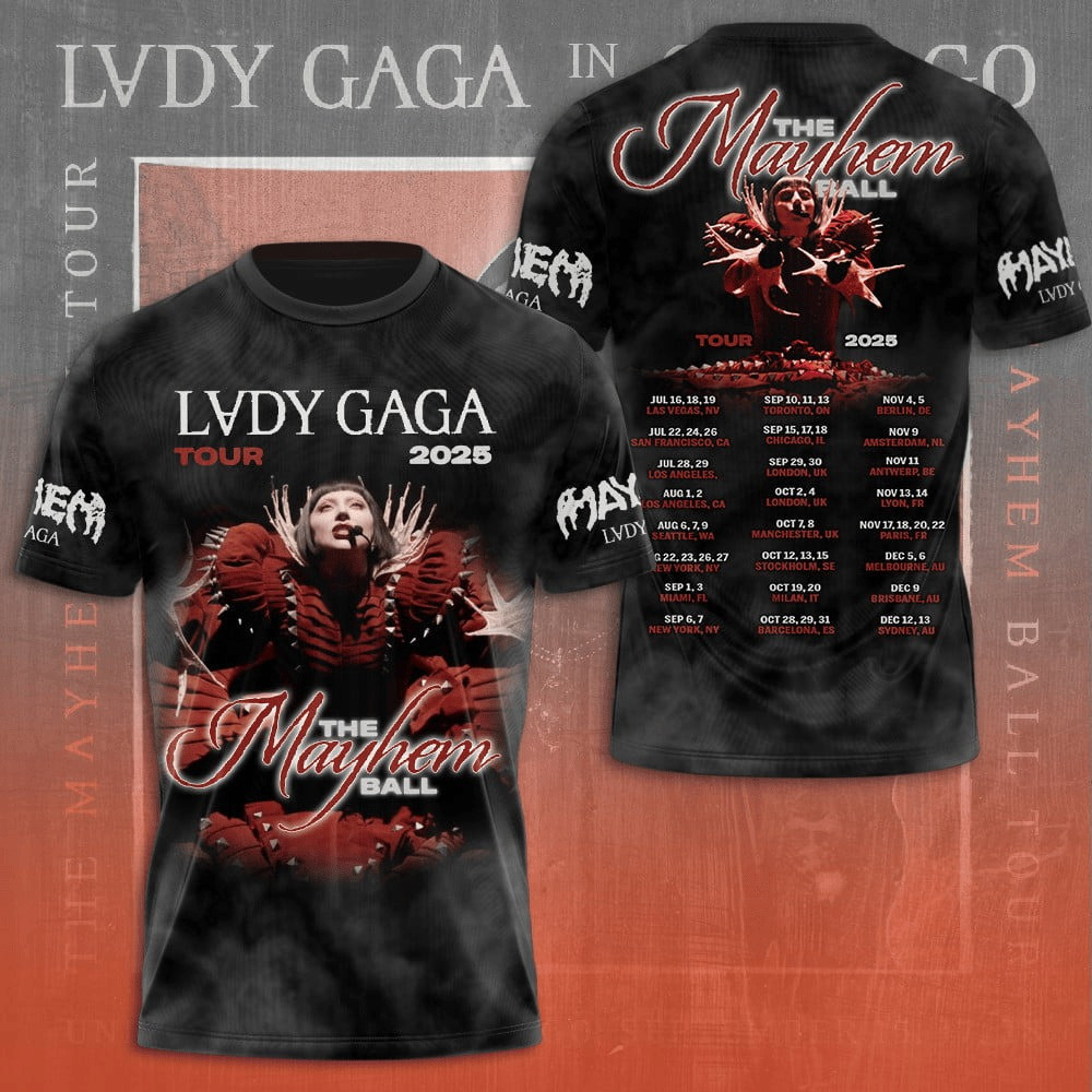 Lady Gaga The Mayhem Ball Tour 2025 T-Shirt Great Gifts For Music Lovers