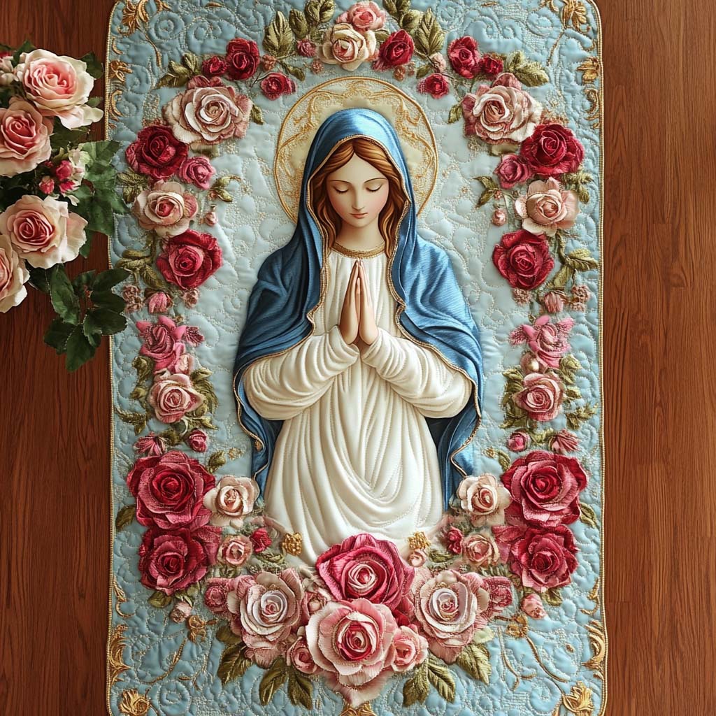 Lady in Blue Quilted Table Runner Best Christmas Dinner Table Decorations Great Christian Gifts