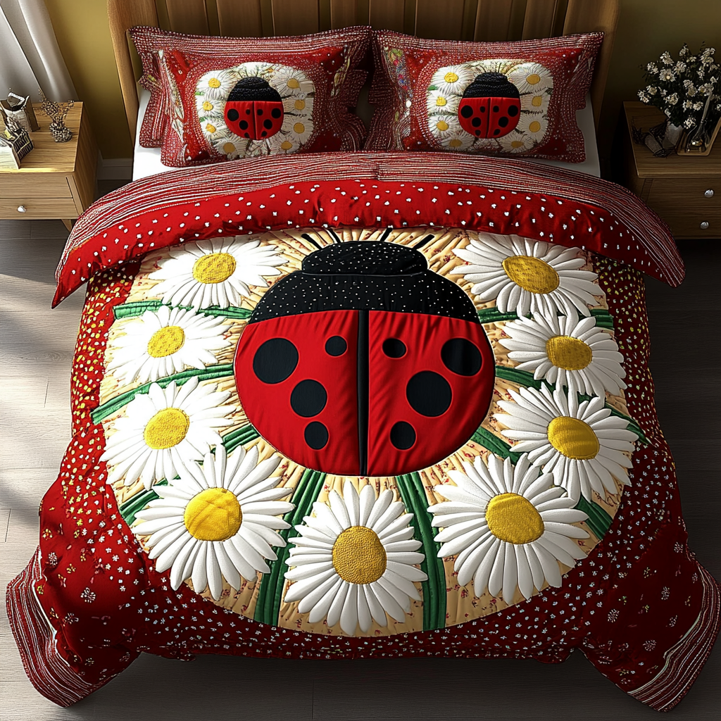 Ladybug Garden Delight Quilted Bedding Set Bed Decor Ideas Ladybug Themed Gifts