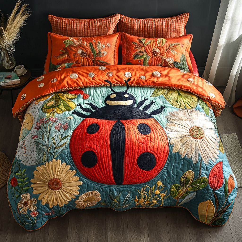 Ladybug Haven Quilted Bedding Set Bedroom Decor Ideas Ladybug Gifts For Adults