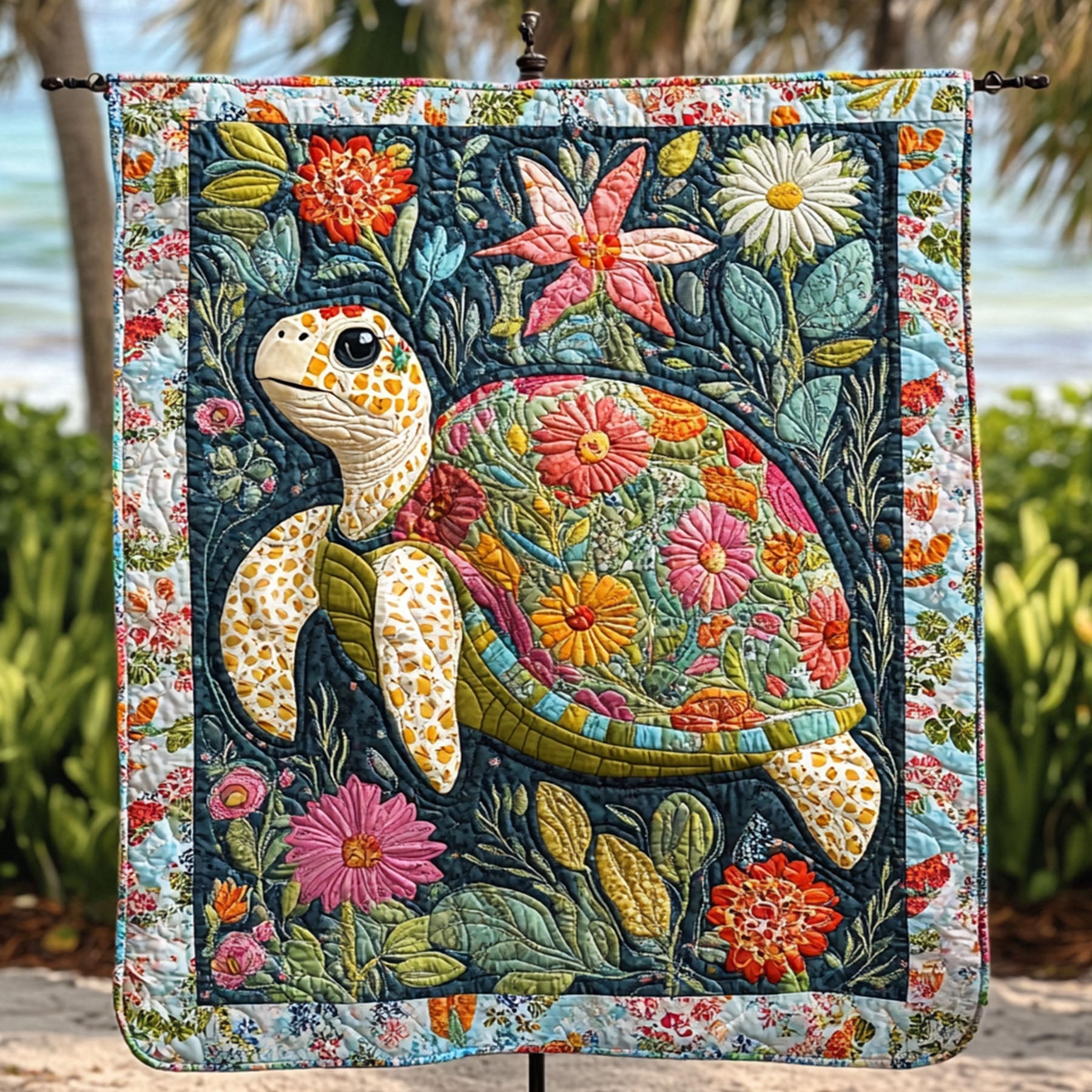 Lagoon Retreat Quilted Blanket Christmas Throw Blanket Gifts With Turtles On Them