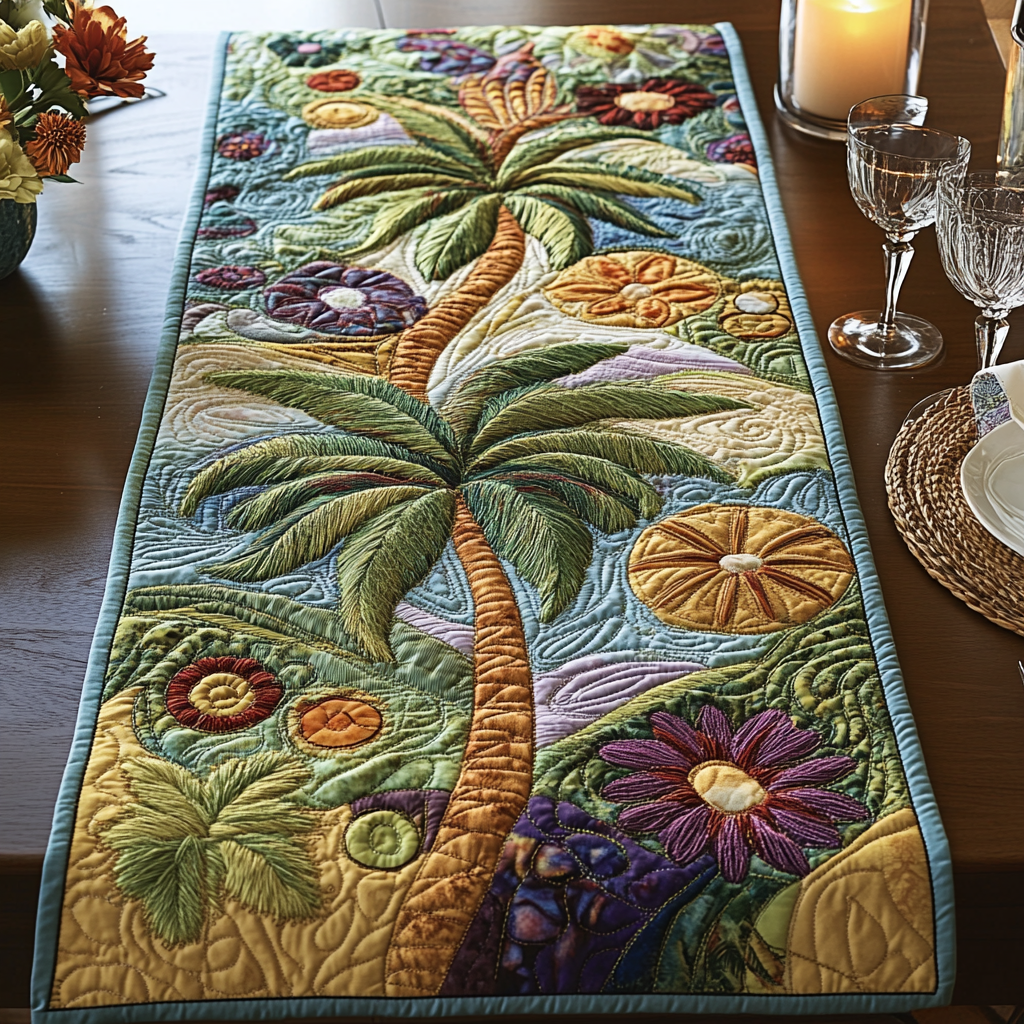 Lagoon Touch Quilted Table Runner Summer Table Runner Birthday Presents For Dad