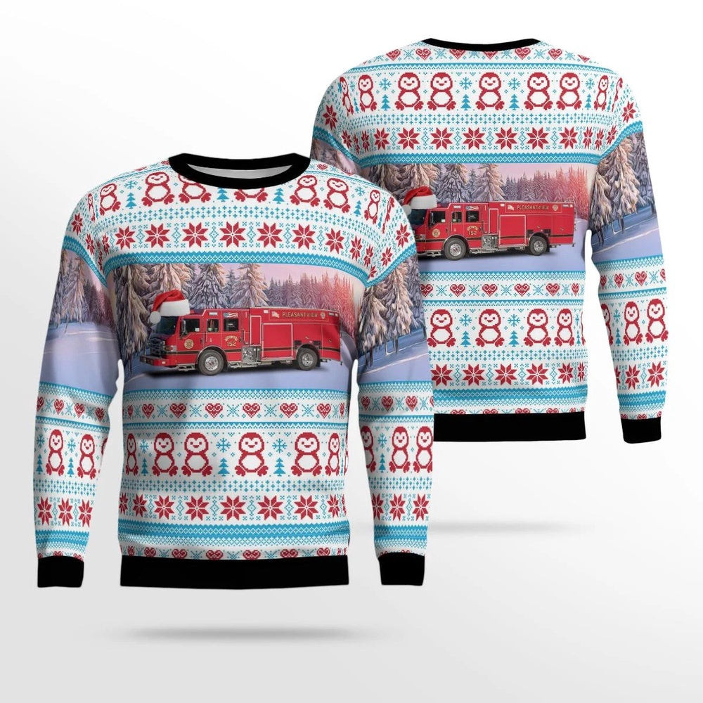 Lagrange Highlands Illinois Pleasantview Fire Protection District AOP Ugly Sweater Xmas Unisex Sweater Christmas Gifts For Men Women