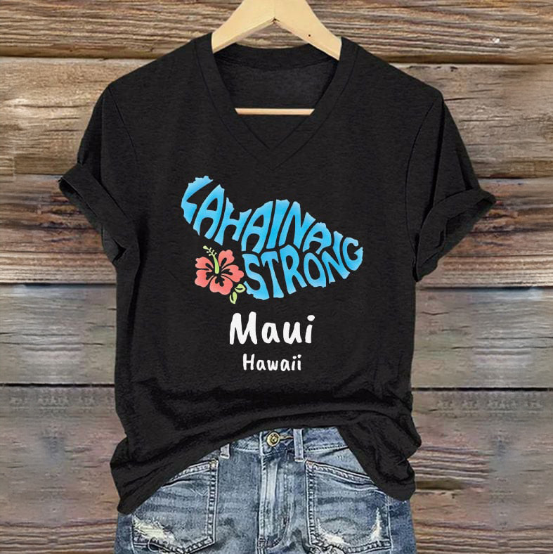 Lahaina Strong Maui Hawaii V-Neck Shirt Galathreads Merch Streetwear Gift For Mother