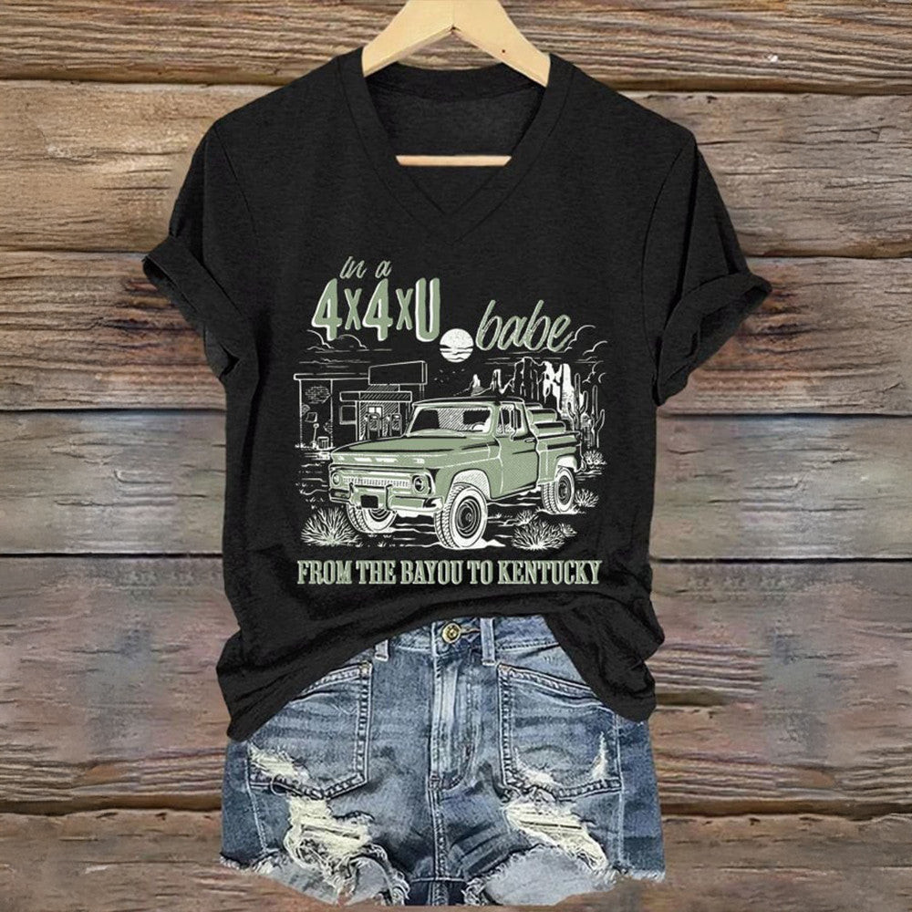 Lainey Wilson Merch 4X4XU Country Music V-neck T-Shirt Gifts For Music Fans Lainey Wilson Merch 4X4XU Country Music V-neck T-Shirt Gifts For Music Fans