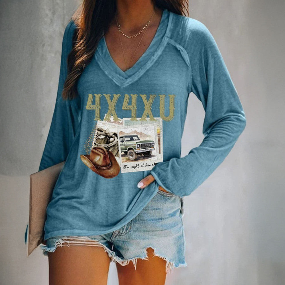 Lainey Wilson Merch 4X4XU I'm Right At Home V-neck Long Sleeve T-Shirt Gifts For Fans