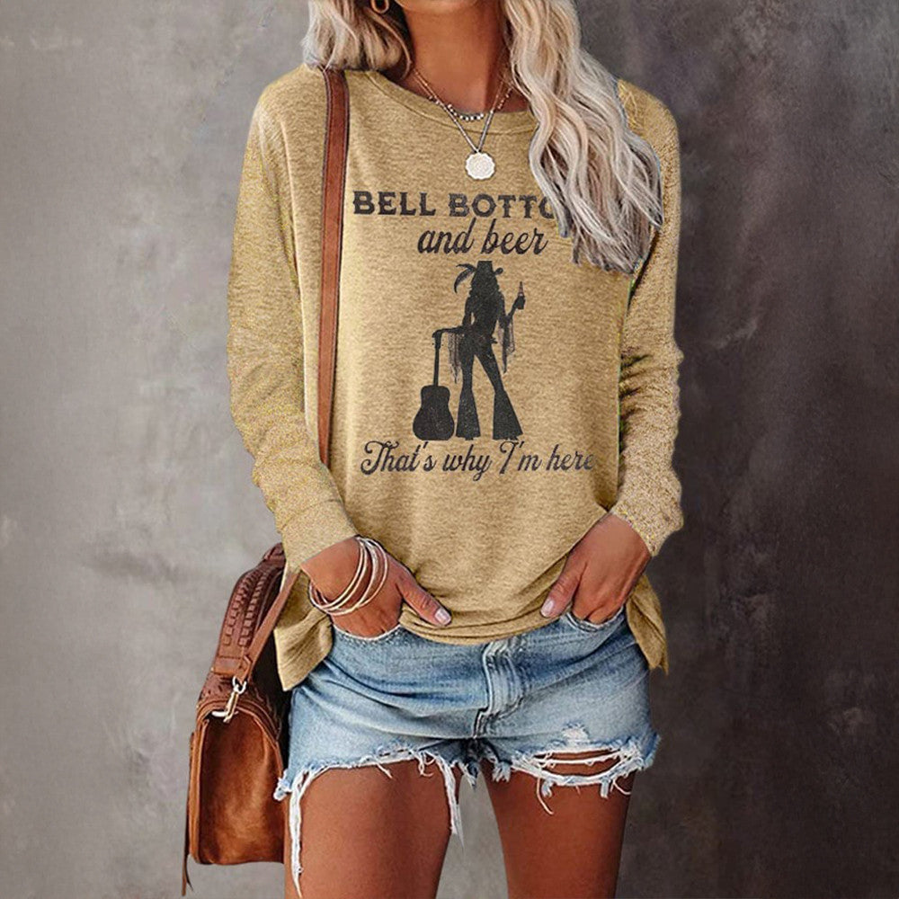 Lainey Wilson Merch Bell Bottoms And Beer That'S Why Im Here Long Sleeve T-Shirt Fan Gifts