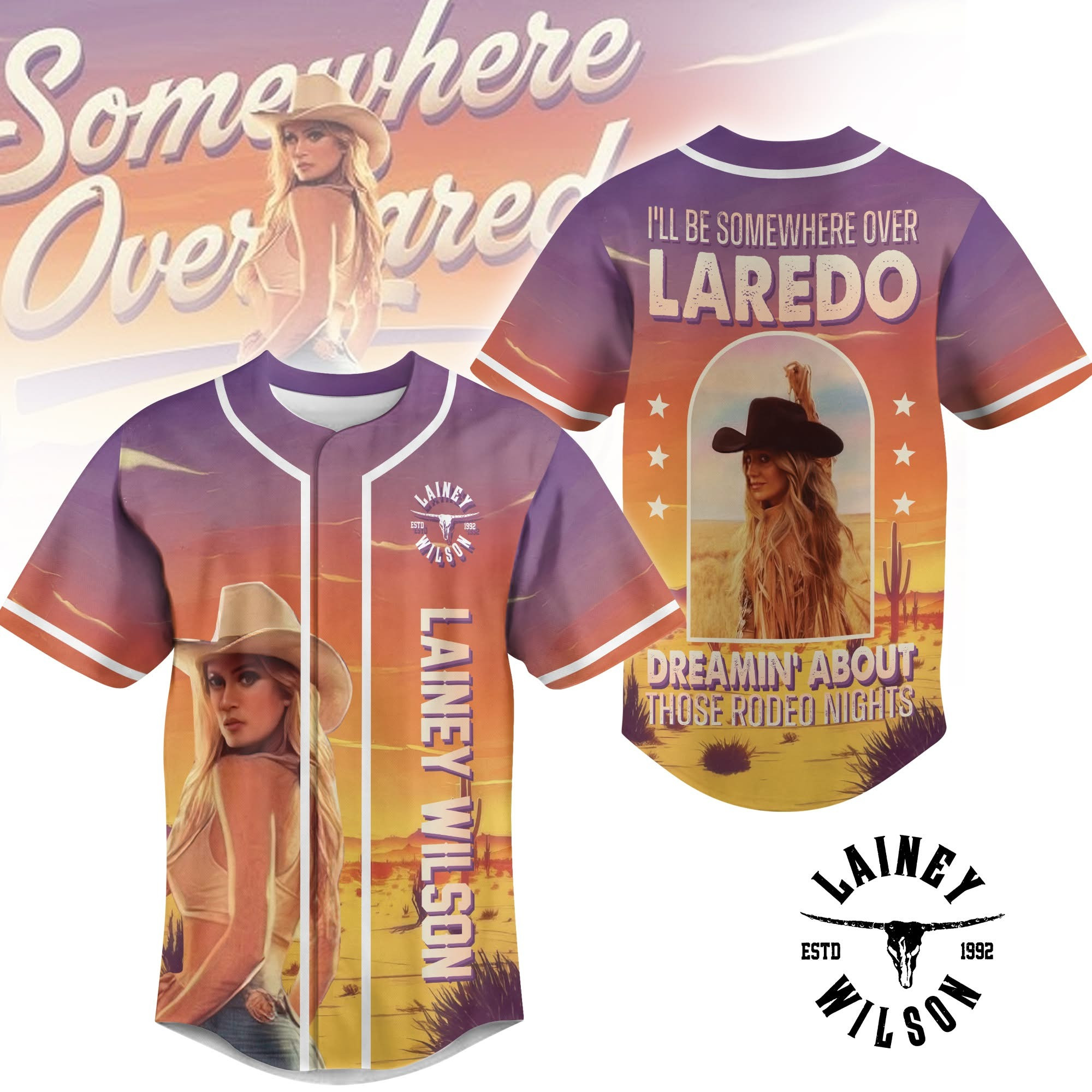 Lainey Wilson Merch Jersey I'll Be Somewhere Over Laredo Lainey Wilson Tour Fan Merch