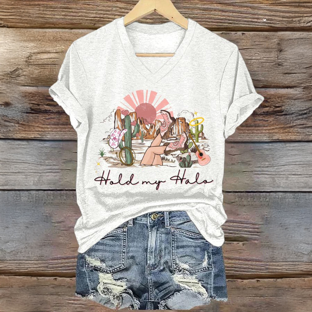 Lainey Wilson Merch Lainey Wilson Hold My Halo V-neck T-Shirt Music Country Gifts For Fans Lainey Wilson Merch Lainey Wilson Hold My Halo V-neck T-Shirt Music Country Gifts For Fans