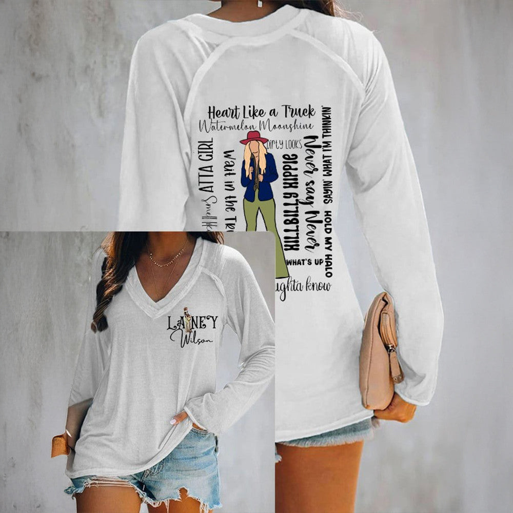 Lainey Wilson Merch Lainey Wilson V-neck Long Sleeve T-Shirt Music Country Gifts For Fans Lainey Wilson Merch Lainey Wilson V-neck Long Sleeve T-Shirt Music Country Gifts For Fans
