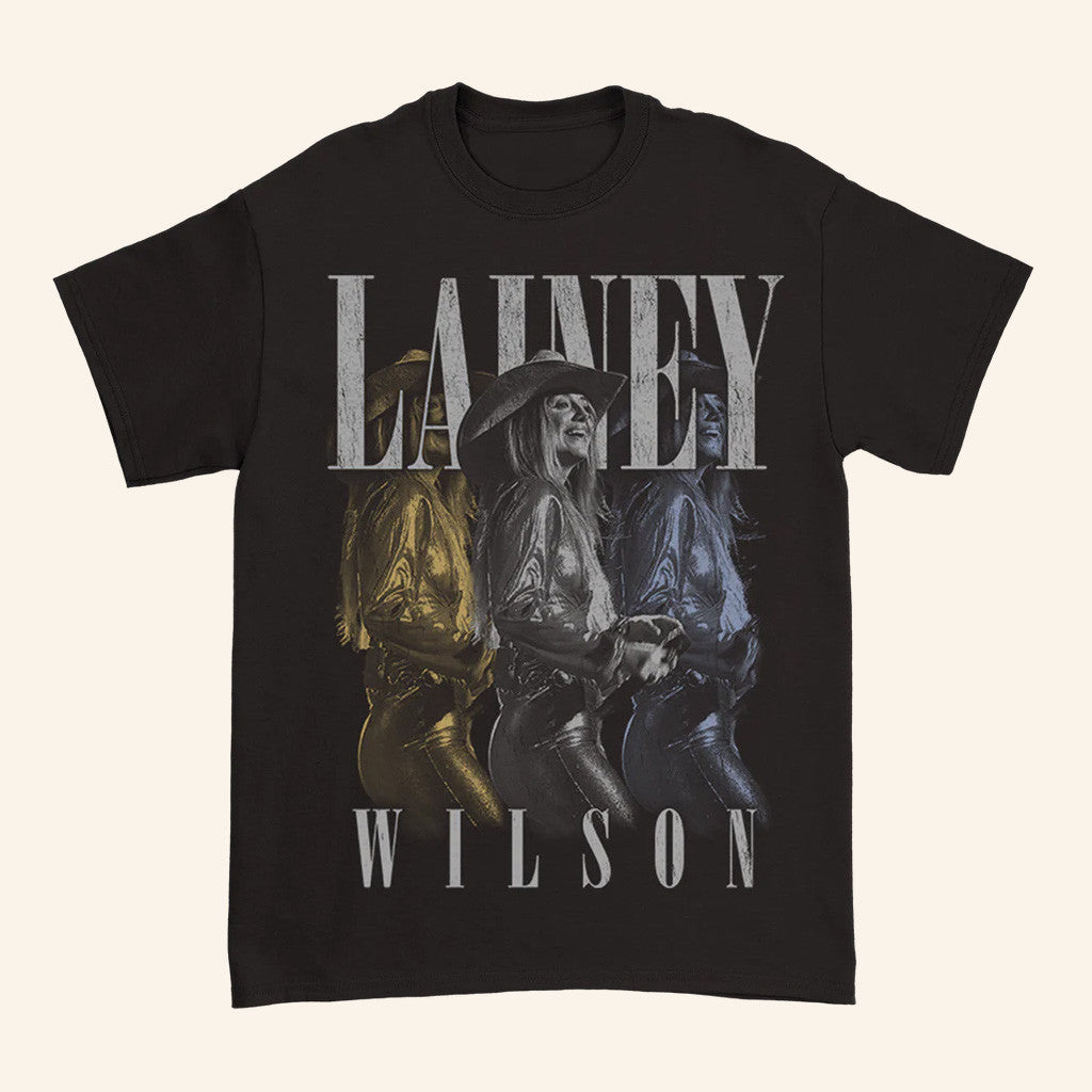 Lainey Wilson Merch Tour 2025 Black Overlay Photo T-Shirt Best Gifts For Music Lovers Lainey Wilson Merch Tour 2025 Black Overlay Photo T-Shirt Best Gifts For Music Lovers
