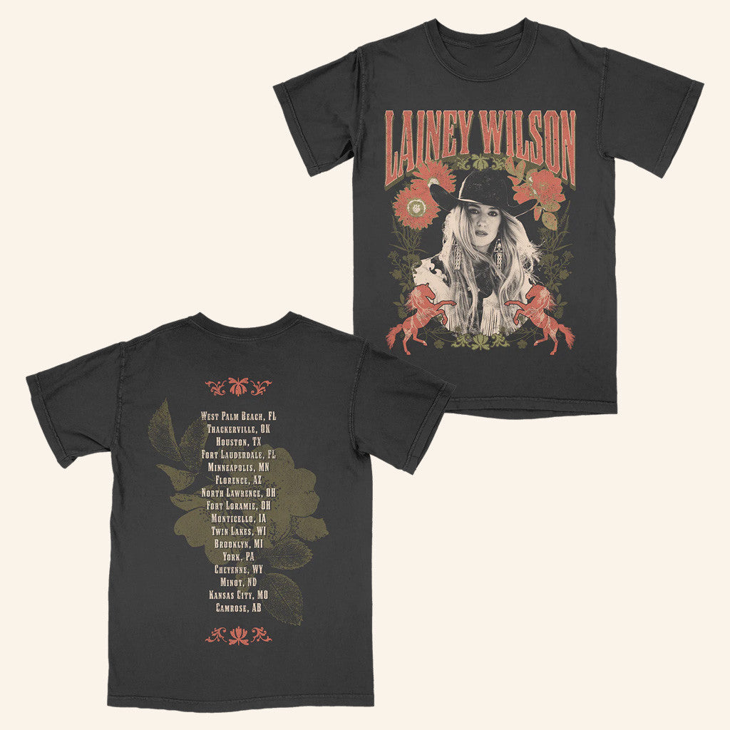 Lainey Wilson Merch Tour 2025 Floral Portrait Tour T-Shirt Gifts For Wife Lainey Wilson Merch Tour 2025 Floral Portrait Tour T-Shirt Gifts For Wife