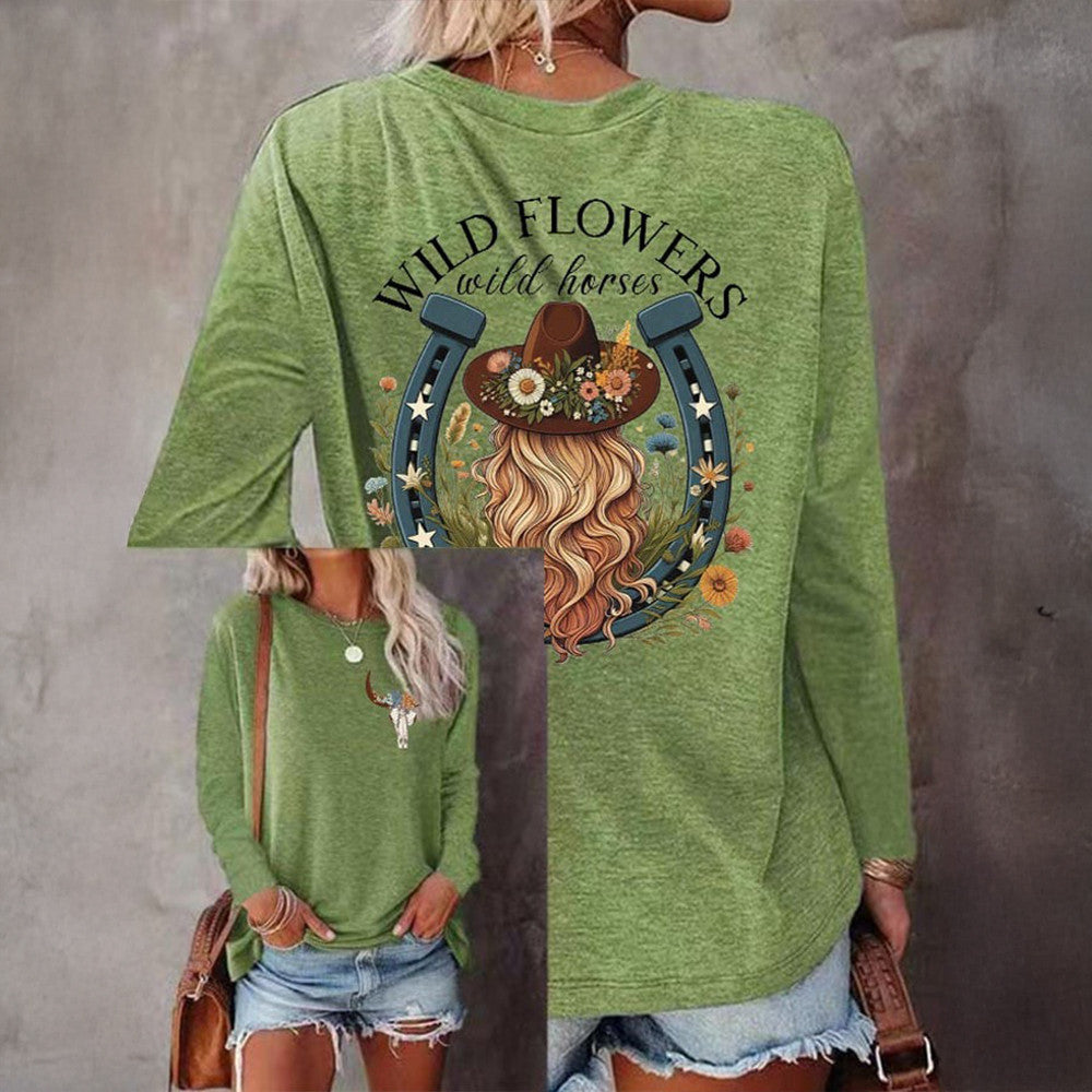 Lainey Wilson Merch Wild Flowers And Wild Horses Long Sleeve T-Shirt Western Country Music Christmas Gift for Him