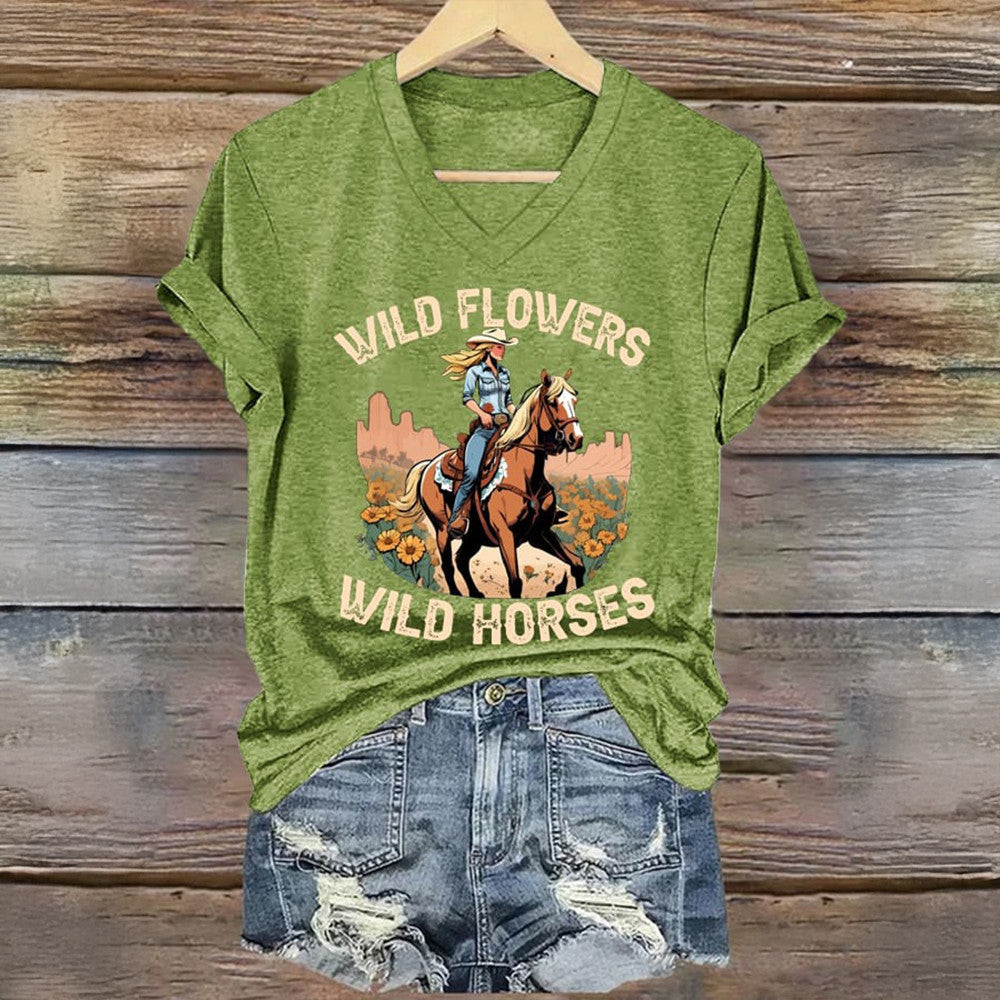 Lainey Wilson Merch Wild Flowers And Wild Horses V-neck T-Shirt Cowgirl Country Music Shirt Lainey Wilson Merch Wild Flowers And Wild Horses V-neck T-Shirt Cowgirl Country Music Shirt