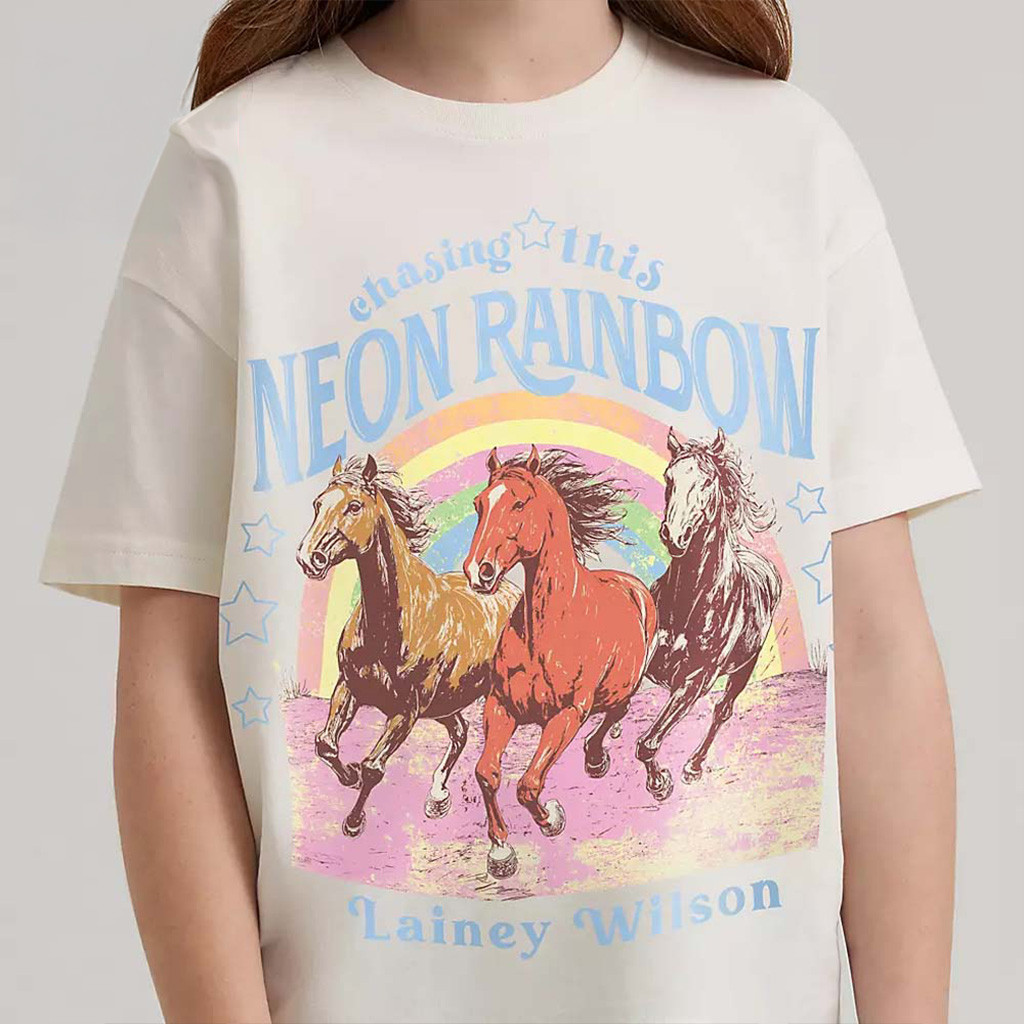 Lainey Wilson X Wrangler Chasing This Neon Rainbow T-Shirt Lainey Wilson Merch Fan Gifts