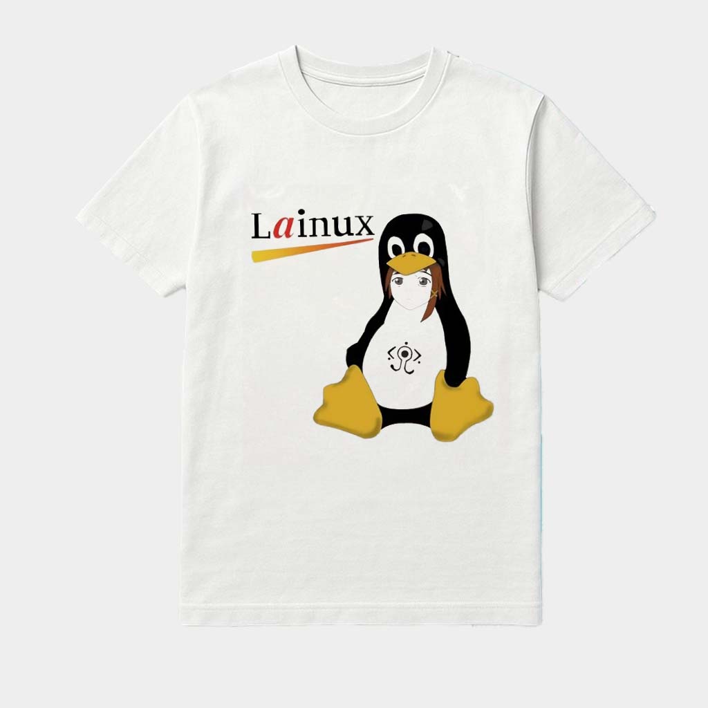 LainUx Linux Penguin Lain Iwakura Shirt White Gifts Ideas Fro Friends