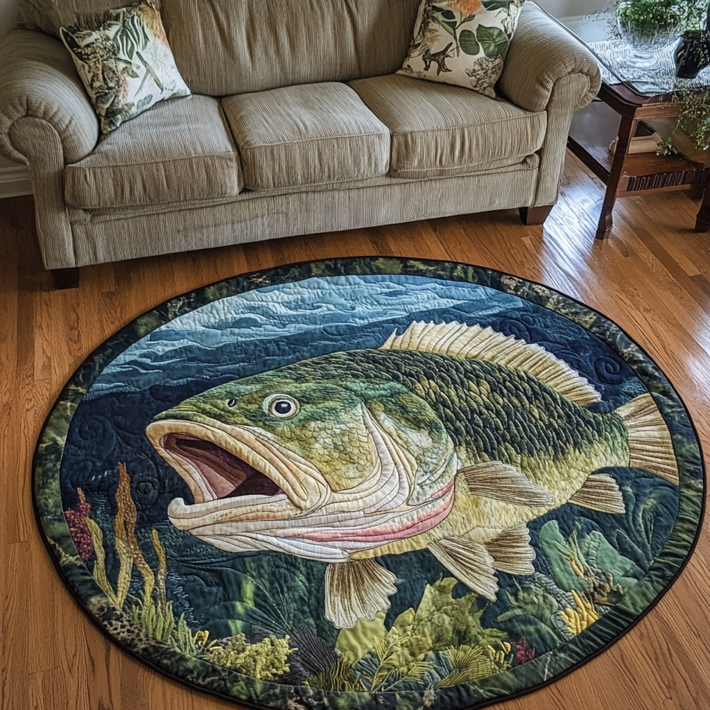 Lake Life Quilted Round Mat Entryway Christmas Decor Ideas Koi Fish Merchandise Items