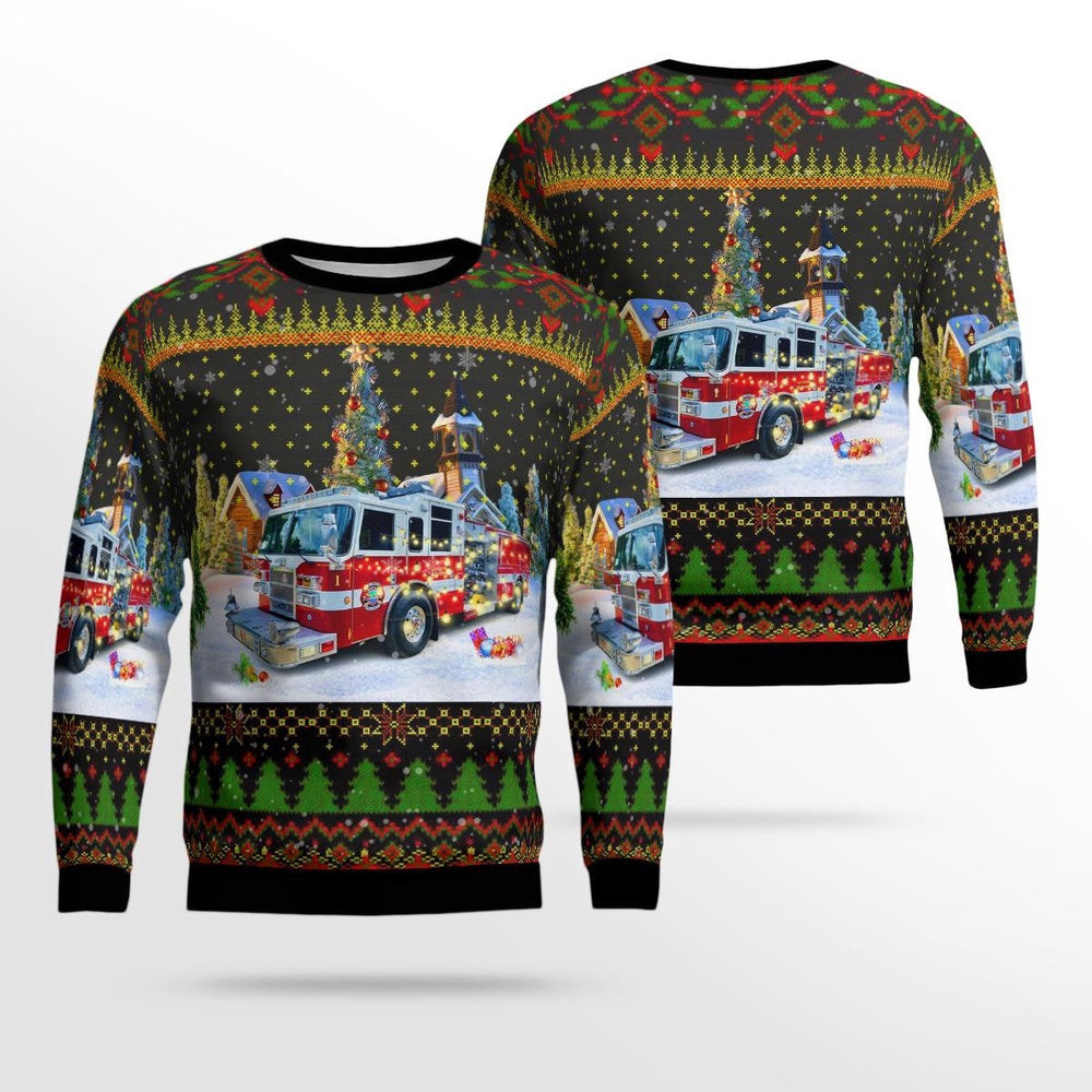 Lake Mishnock FireRescue West Greenwich Rhode Island Christmas AOP Ugly Sweater Xmas Unisex Sweater Christmas Gifts For Men Women