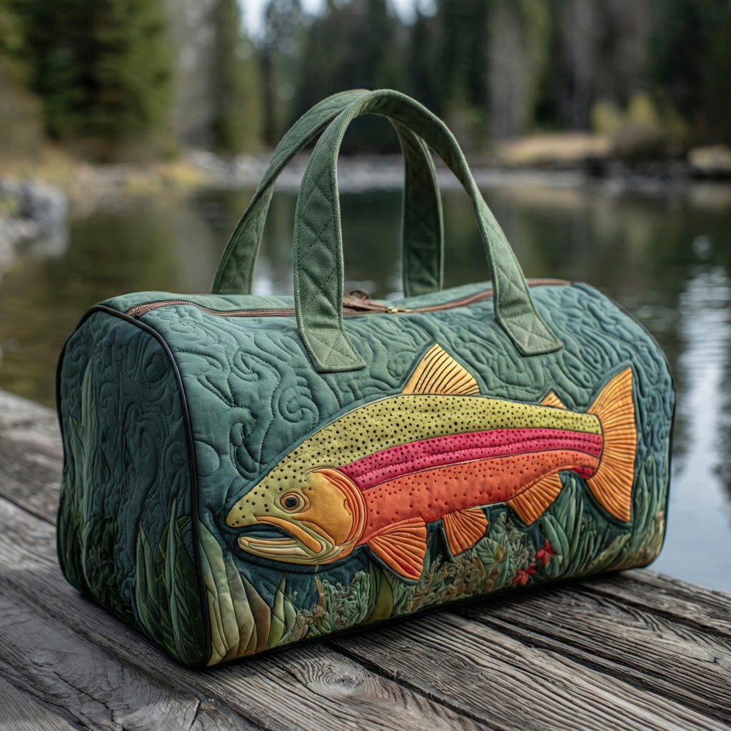Lake Run Quilted Duffle Bag Fishing Nature Travel Bag Best Gift For Fishing Lovers Camping Outdoor Trips