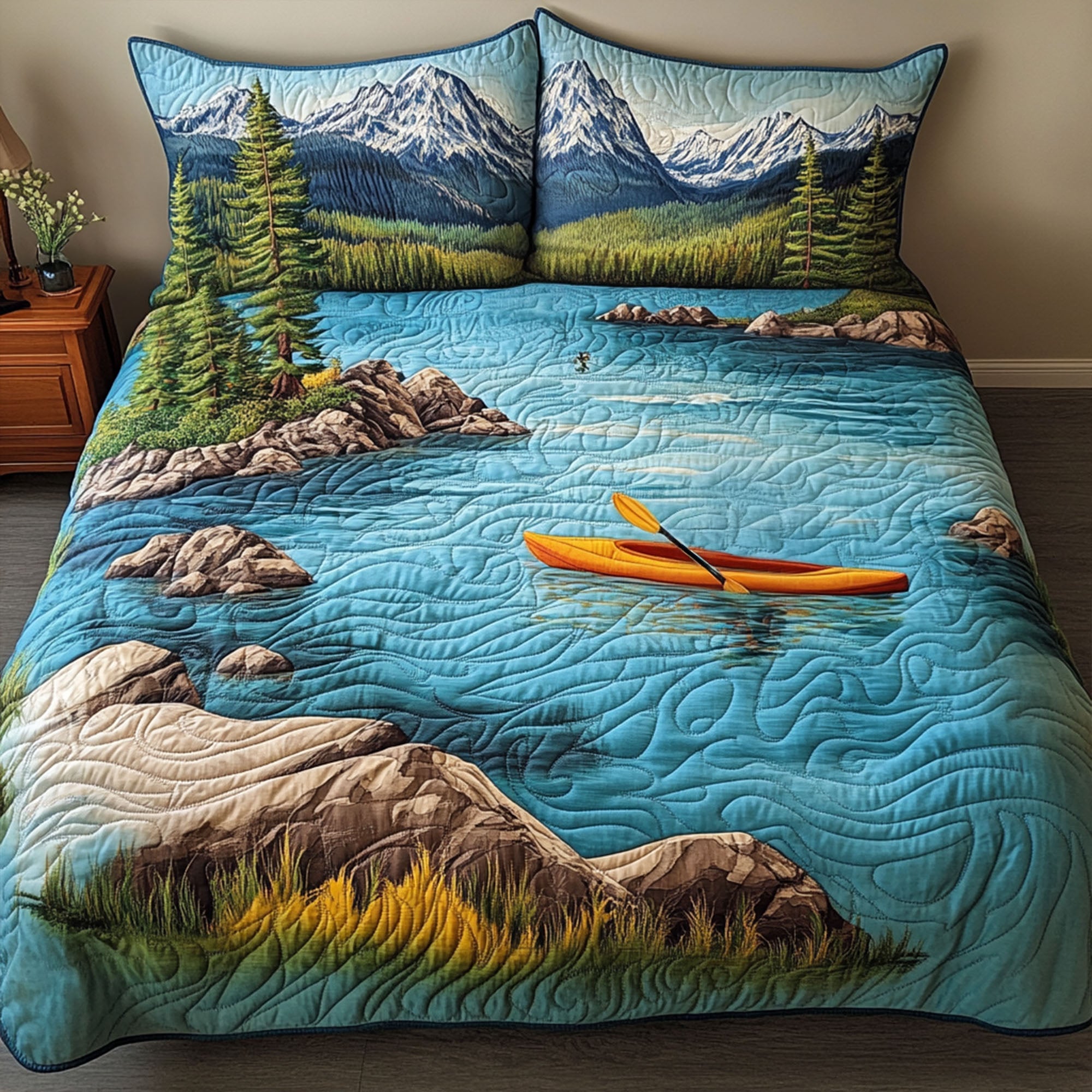 Lake Tahoe Adventure Quilted Bedding Set Bed Room Decoration Best Gifts For Nature Lovers