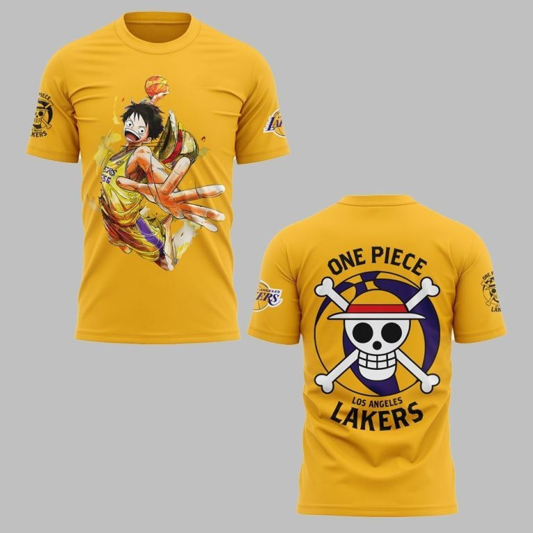 Lakers One Piece Shirt NBA Luffy Los Angeles One Piece Collab Night Basketball Fans Gifts