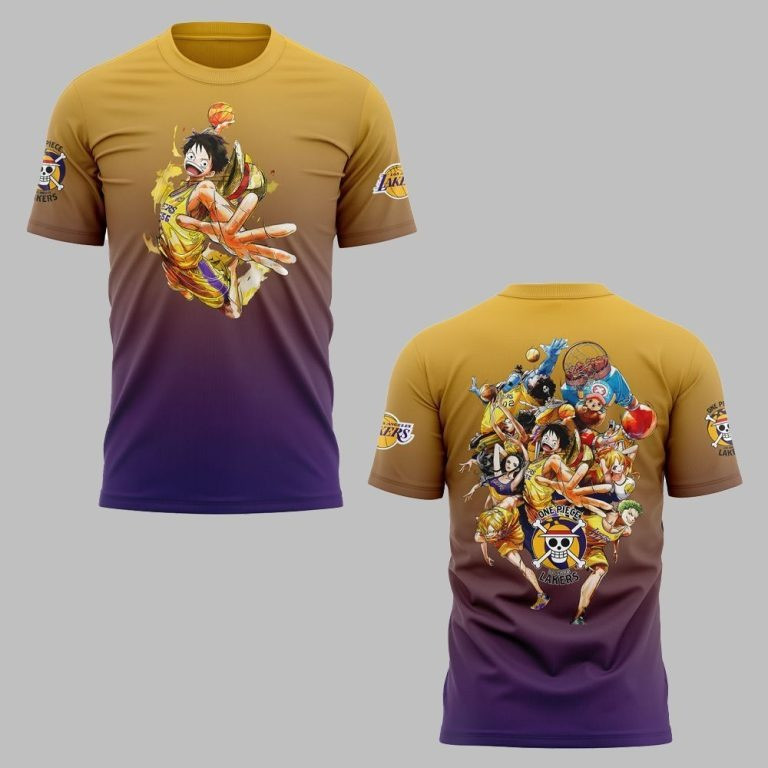 Lakers One Piece Shirt NBA Luffy One Piece LA Los Angeles Lakers Night Collab Merch Apparel