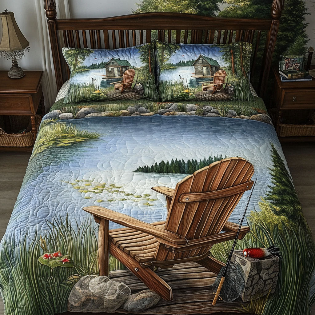 Lakeside Angler Quilted Bedding Set Bed Room Decoration Father'S Day Gifts For Fisherman