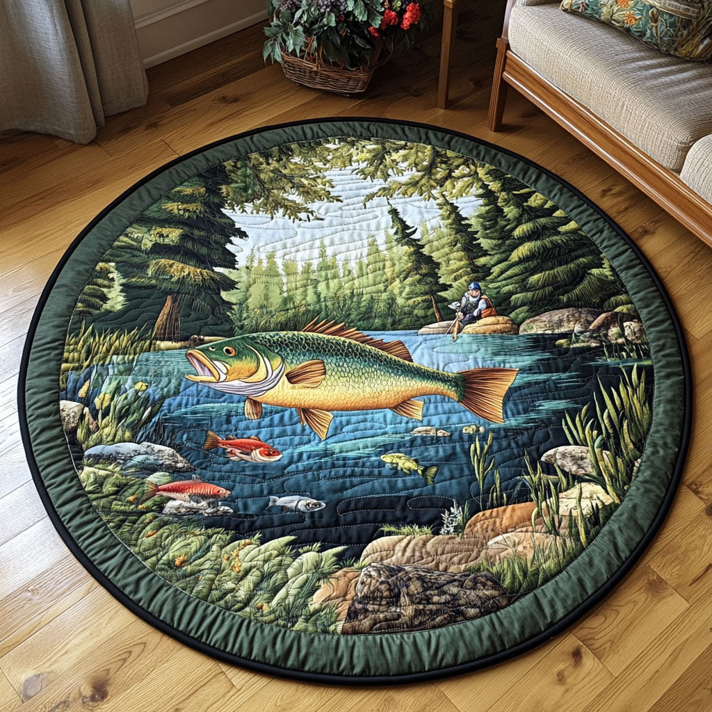 Lakeside Bliss Quilted Round Mat Foyer Christmas Decor Gift For Koi Fish Lovers