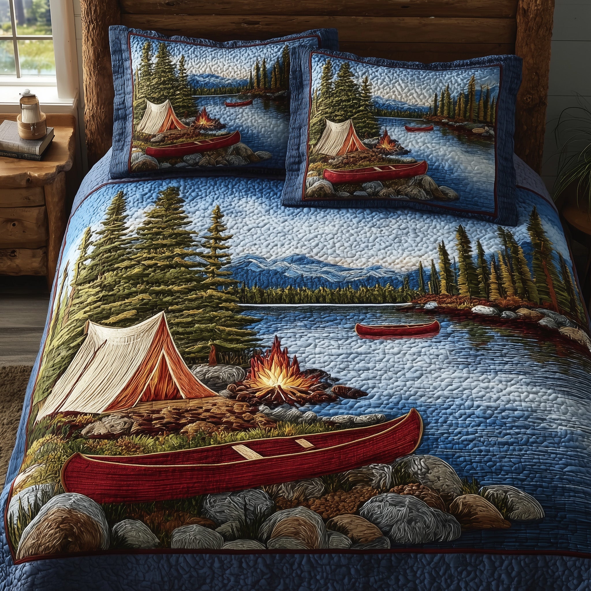 Lakeside Camping Quilted Bedding Set Wedding Gift