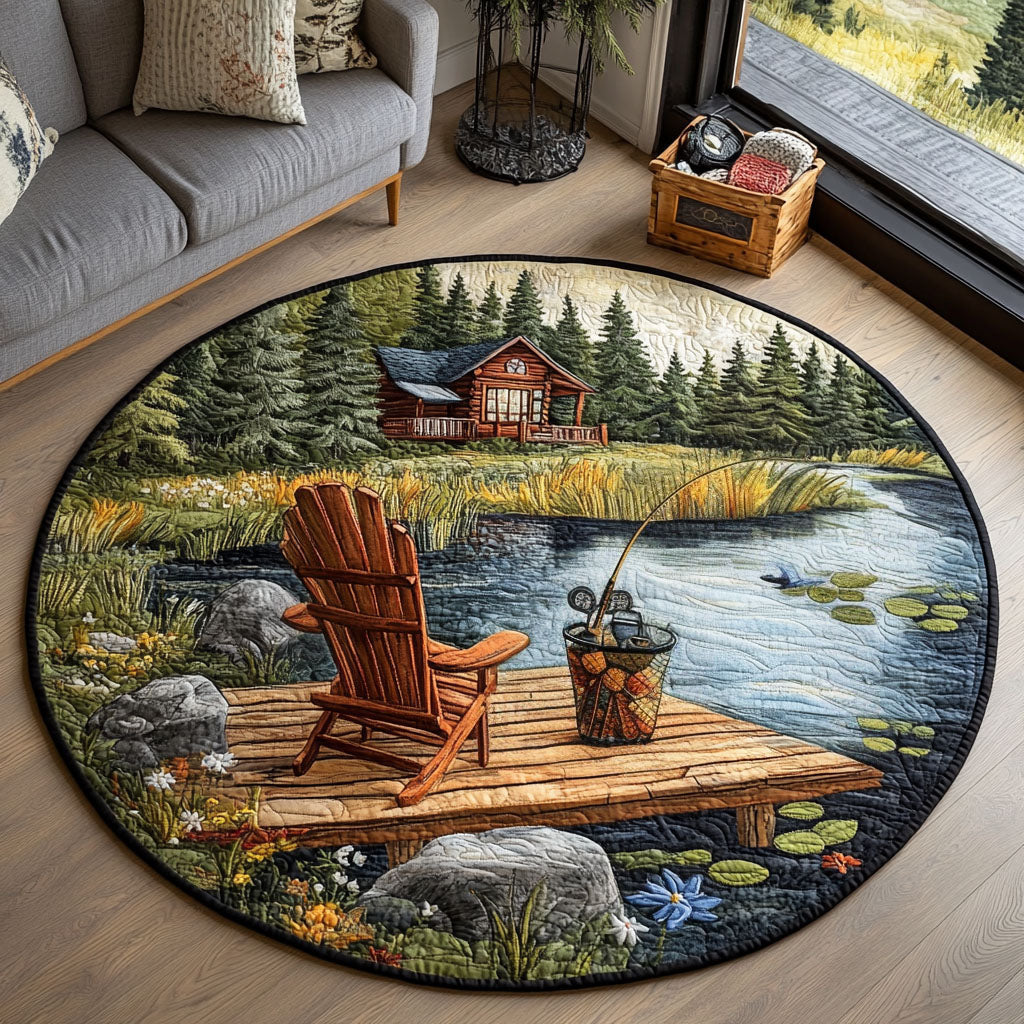 Lakeside Comfort Quilted Round Mat Christmas Decor For Entryway Koi Fish Gifts For Him