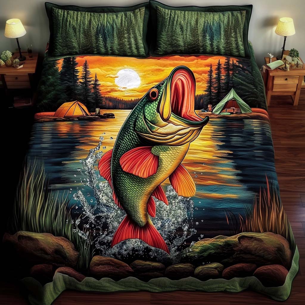 Lakeside King Quilted Bedding Set Cool Bedroom Decor Awesome Fishing Lover Gift Ideas