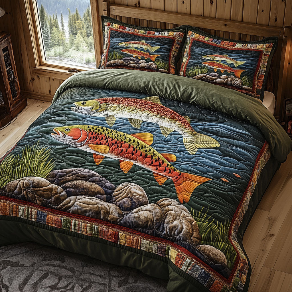 Lakeside Lounger Quilted Bedding Set Cute Room Decor Best Gifts For Fisherman 2025