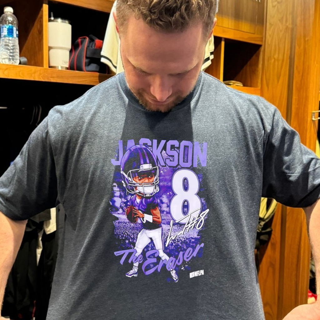 Lamar Jackson The Eraser Number 8 Signature Caricature Shirt Football Fan Gift Ideas