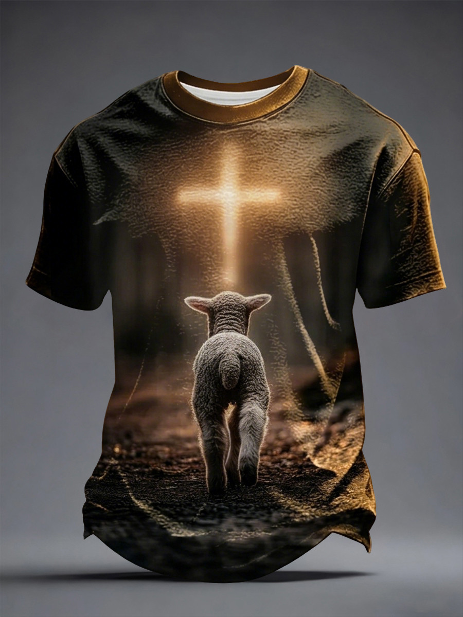 Lamb And Cross Christian T-Shirt Faith Over Fear Cross Clothing Gift Ideas