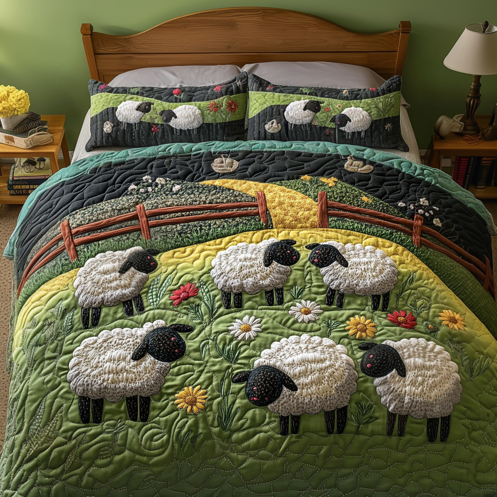 Lamb Love Quilted Bedding Set Bed Decor Unusual Sheep Gifts