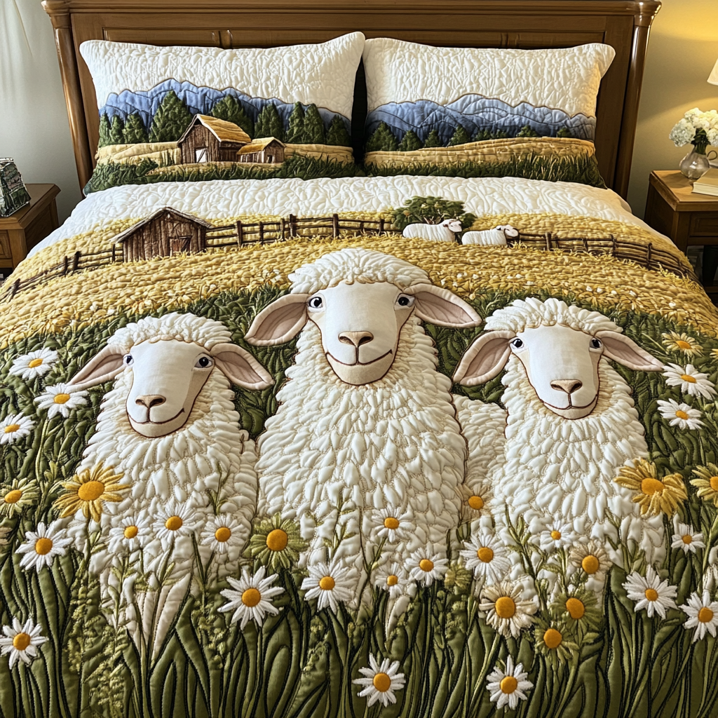 Lamb Meadow Quilted Bedding Set Bed Decorations Sheep Christmas Presents