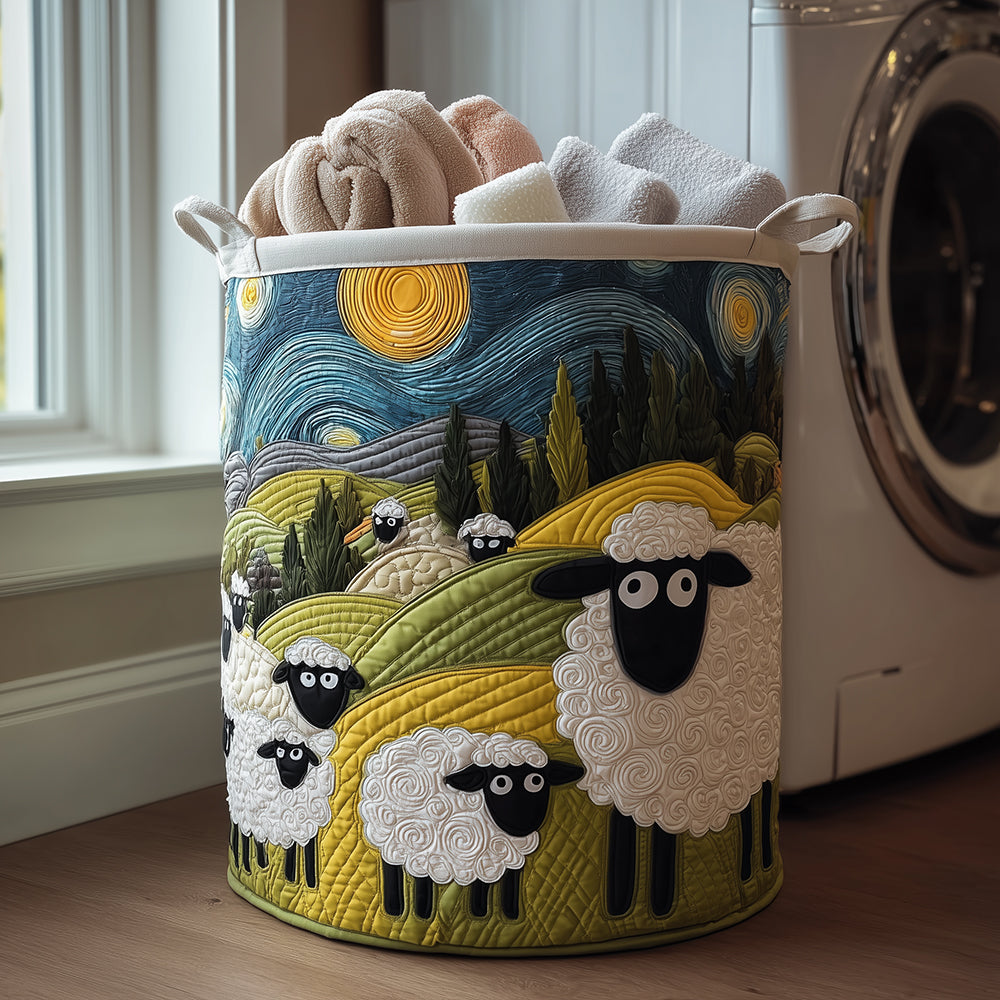 Lamb Meadow Quilted Laundry Basket Christmas Merch Gift