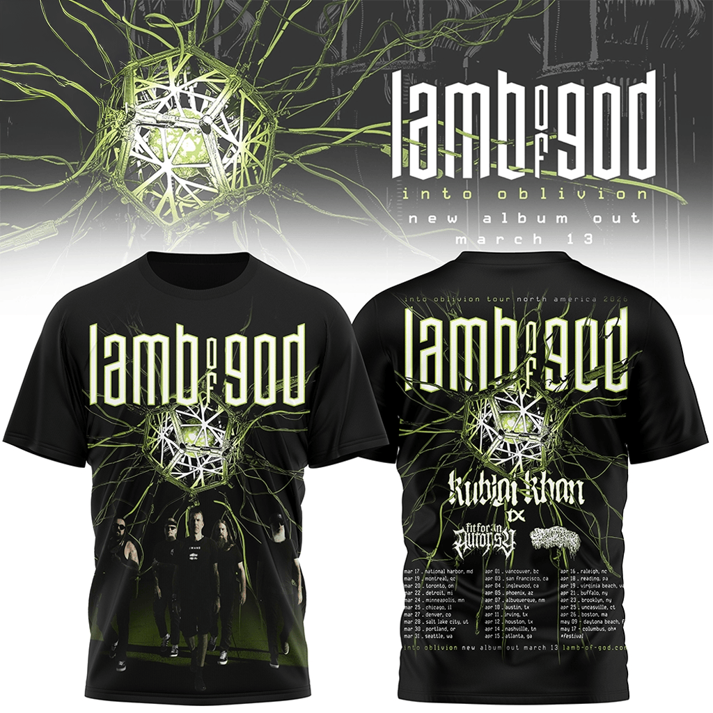 Lamb Of God Into Oblivion 2026 Tour Shirt Concert Tour Dates T-Shirt Lamb Of God Merch