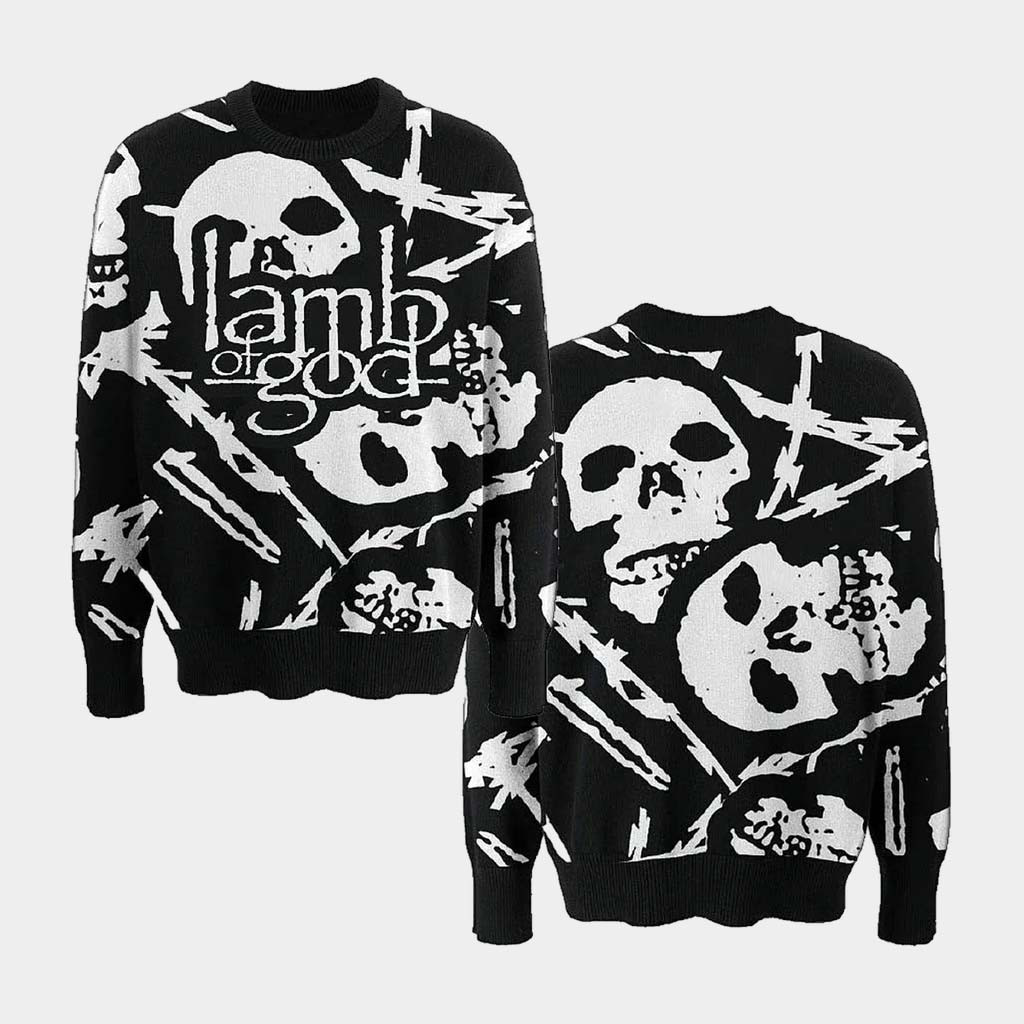 Lamb Of God Merch Barbed Wire Skull Sweater Presents For Music Lovers