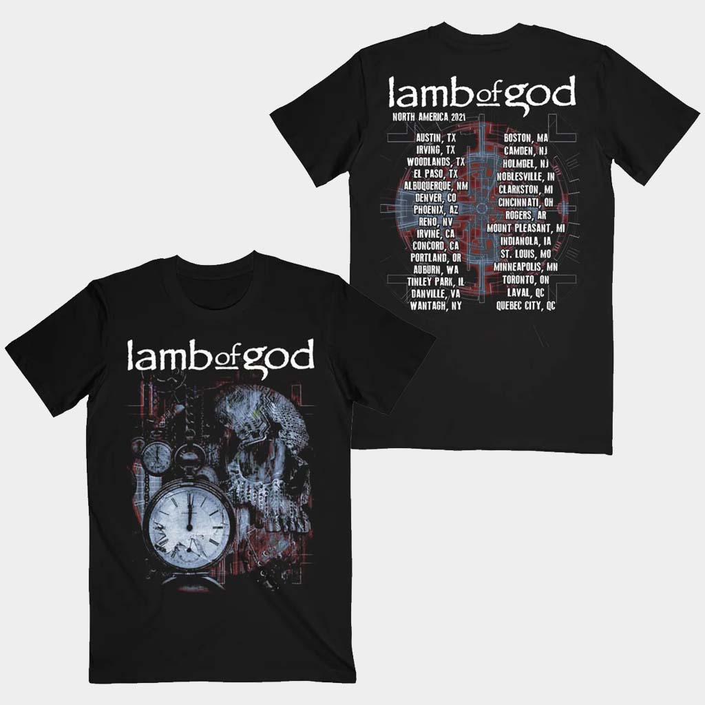 Lamb Of God Merch Black Circuitry Skull Tour T-Shirt Gift Ideas For Music Lovers