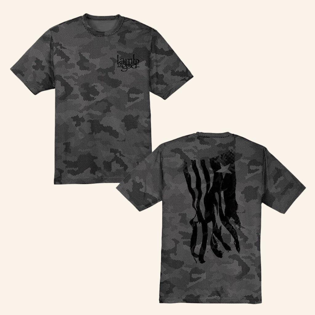 Lamb Of God Merch Black Ink Flag Camo T-Shirt Gifts For Band Fans