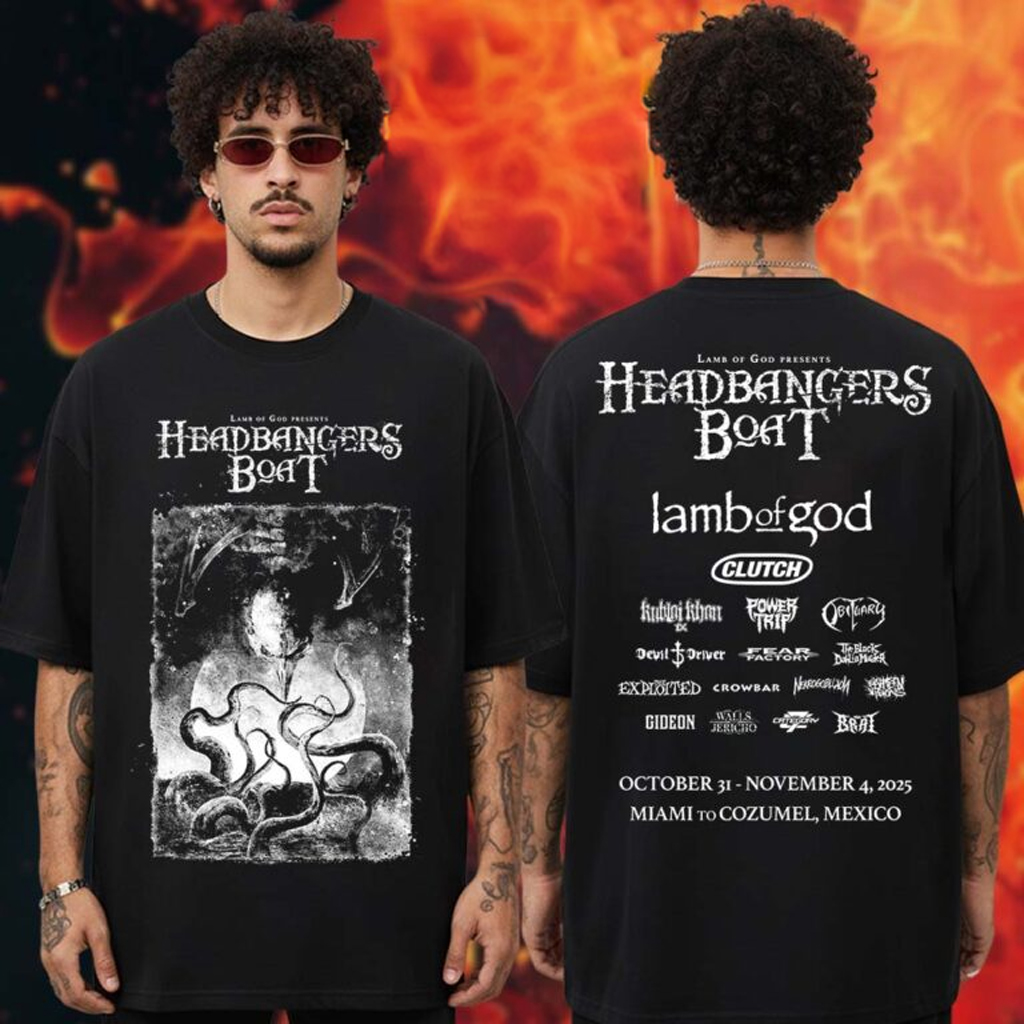Lamb Of God Merch Headbangers Boat 2025 Collection Electric Admat Itin T-Shirt Gifts For Dudes