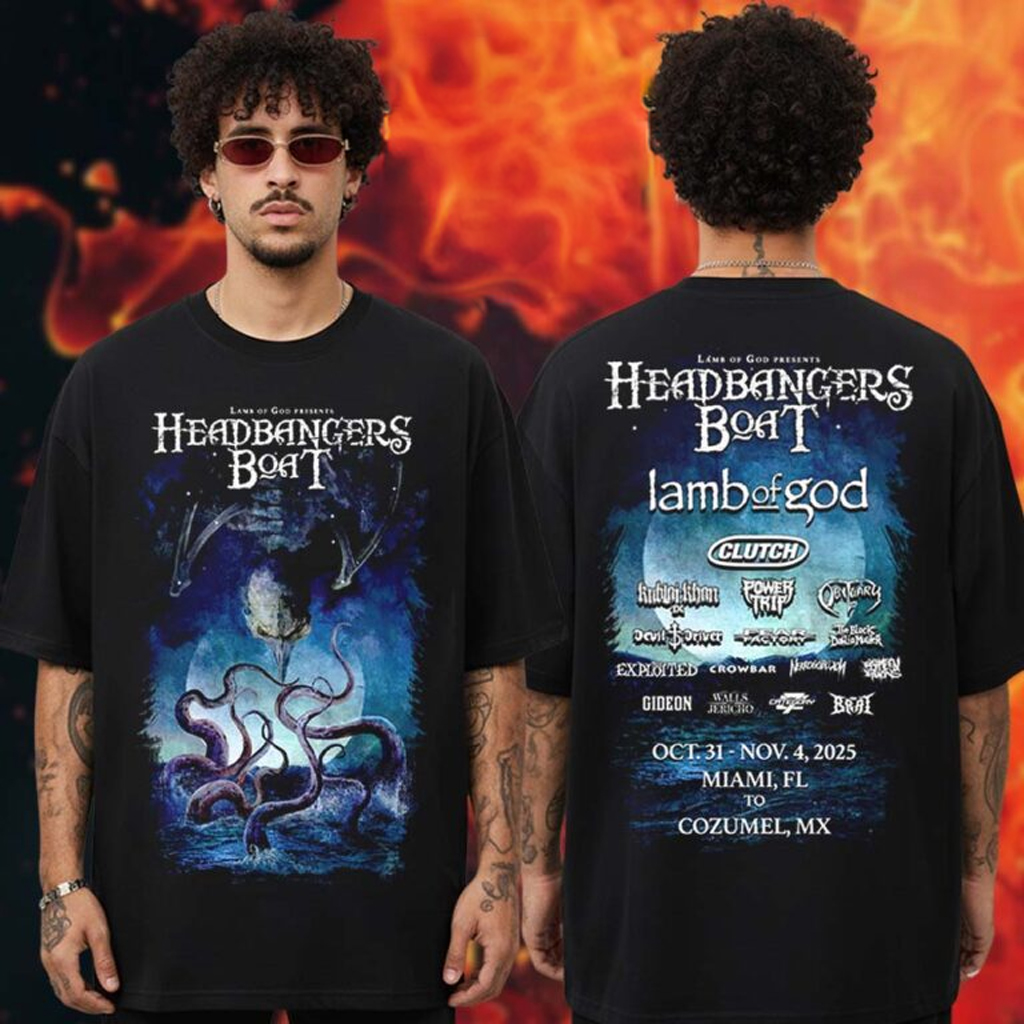 Lamb Of God Merch Headbangers Boat 2025 Collection Line Up Art Poster T-Shirt Gifts For Him Lamb Of God Merch Headbangers Boat 2025 Collection Line Up Art Poster T-Shirt Gifts For Him