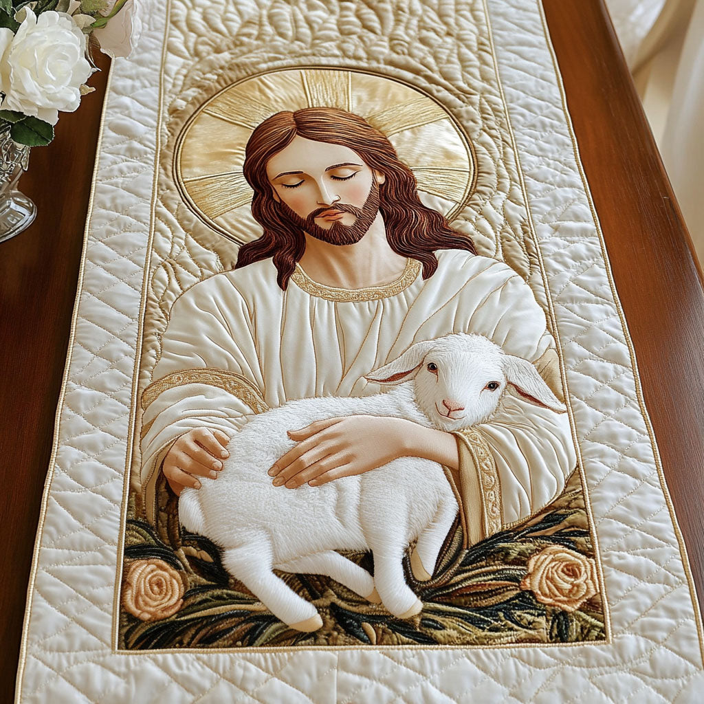 Lamb of Peace Quilted Table Runner Holiday Table Runners Small Gifts For Church Members