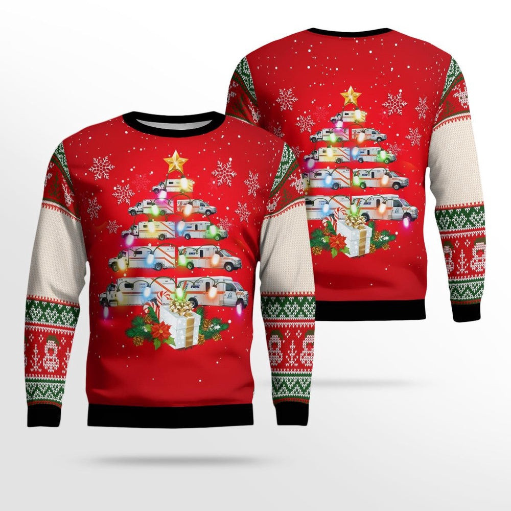 Lambton EMS Christmas AOP Ugly Sweater Xmas Unisex Sweater Christmas Gifts For Men Women