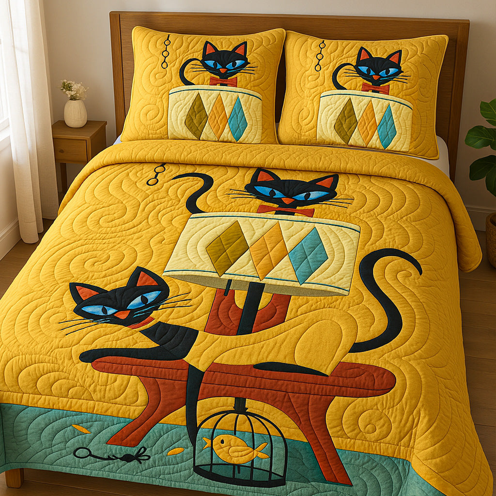 Lamp Lounge Cats Quilted Bedding Set Holiday Duvet Covers Cat Xmas Gifts