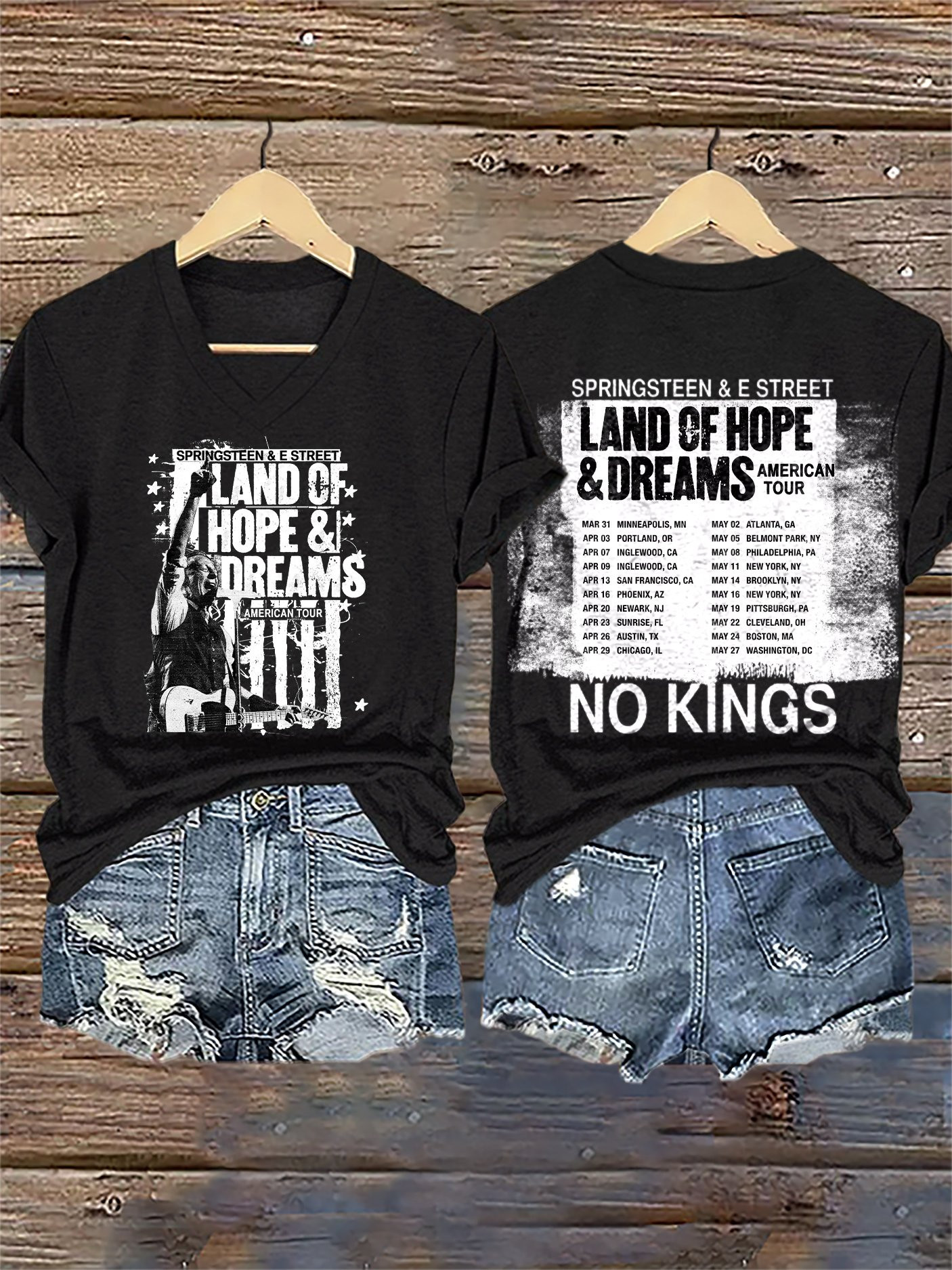 Land Of Hope And Dreams V-Neck Shirt No Kings Clothing Gift For Supporters